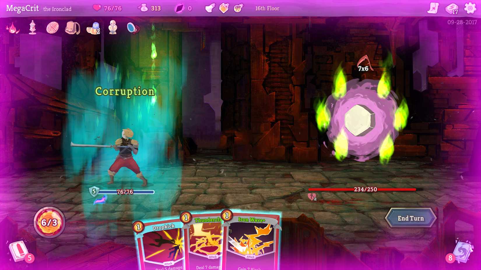 A combat sequence from Slay the Spire