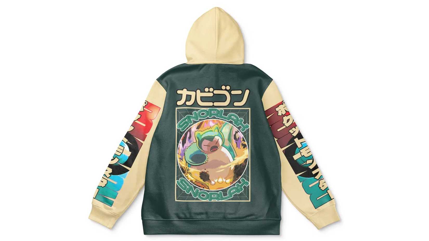 Snorlax Streetwear with Snorlax on the back and Japanese characters
