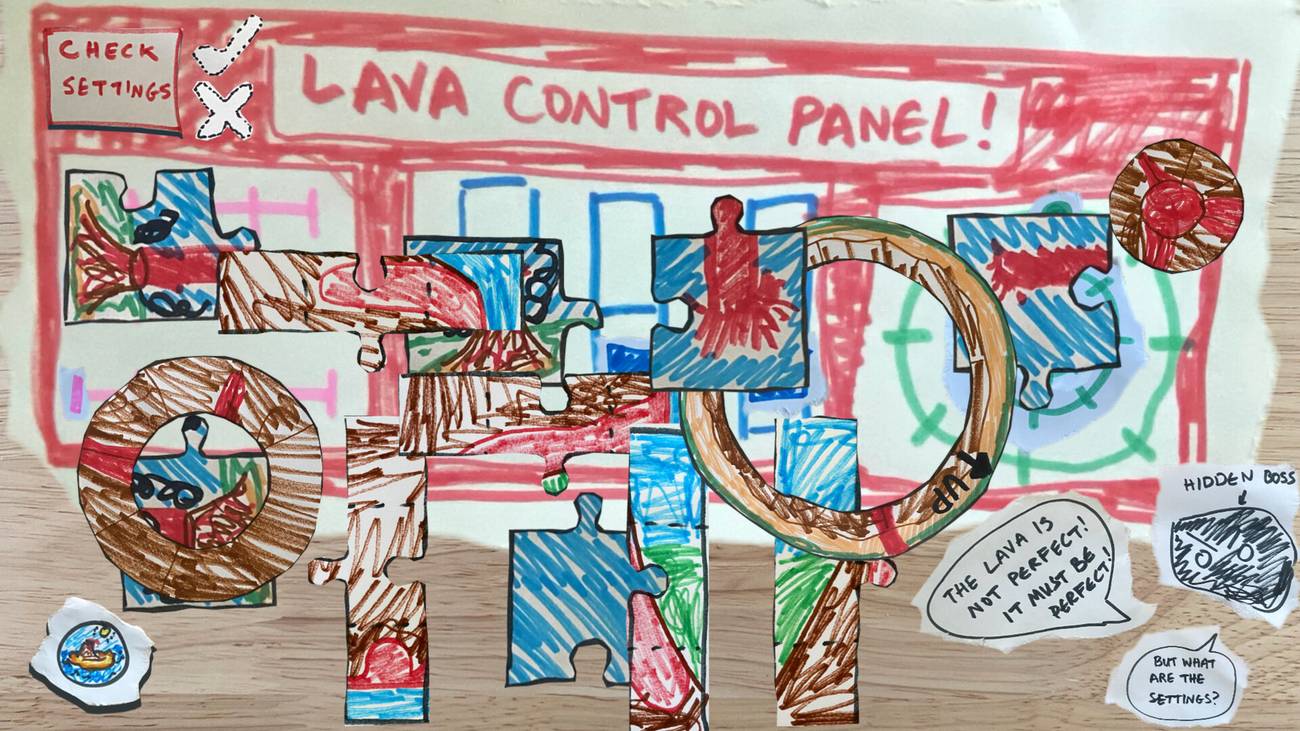 A handdrawn "lava control panel" puzzle from Strange Jigsaws
