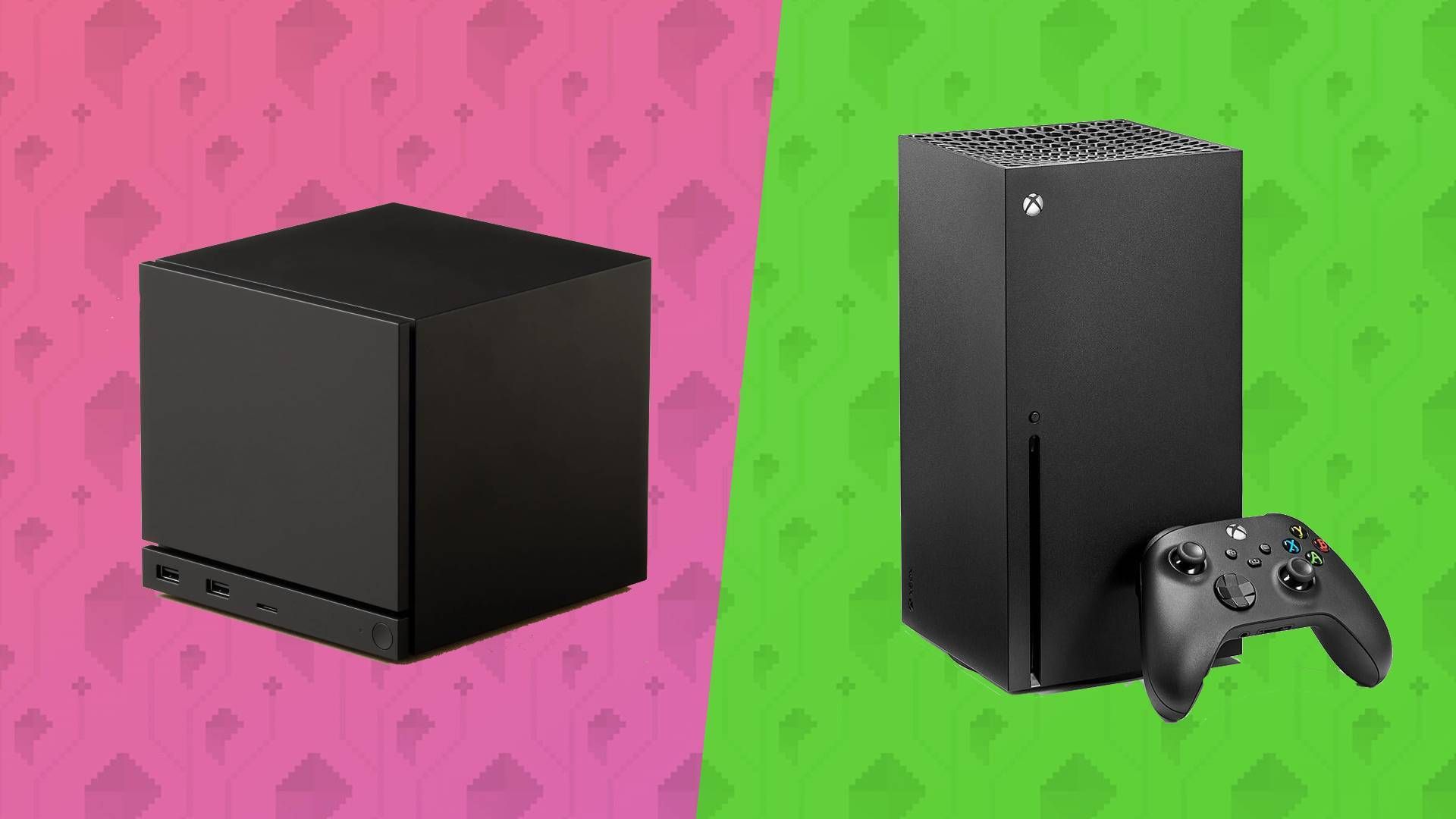 A Steam Machine sits next to an Xbox Series X.