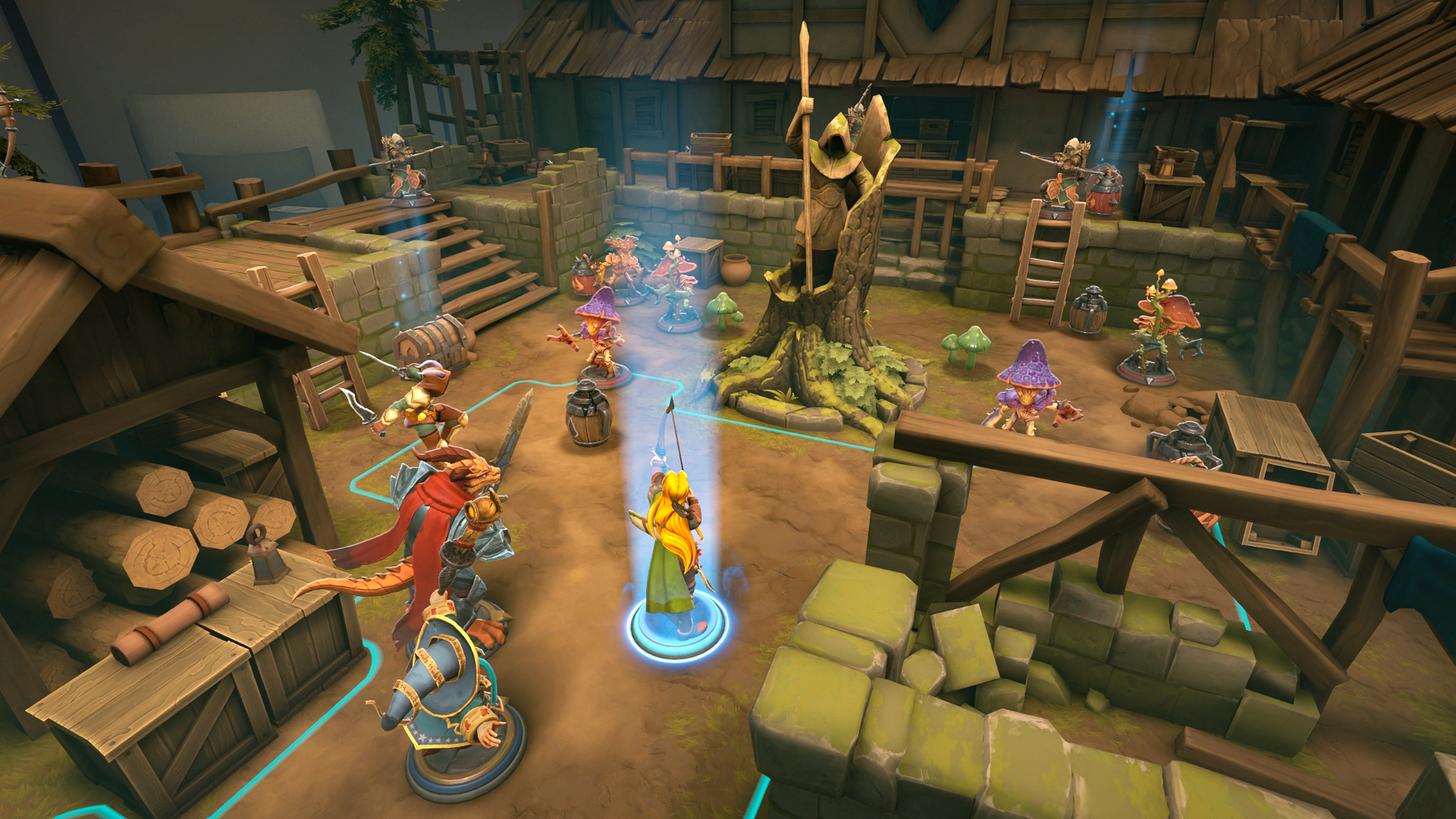 A battle in Demeo x Dungeons & Dragons Battlemarked on the Thundertree map