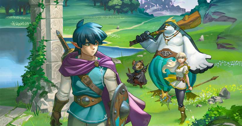High fantasy art depicting several heroes from the TTRPG Twilight Sword