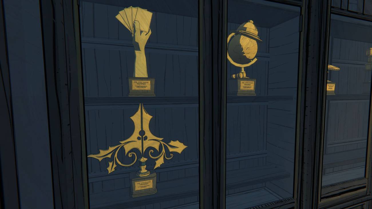 Trophies in the Trophy Room in Blue Prince.