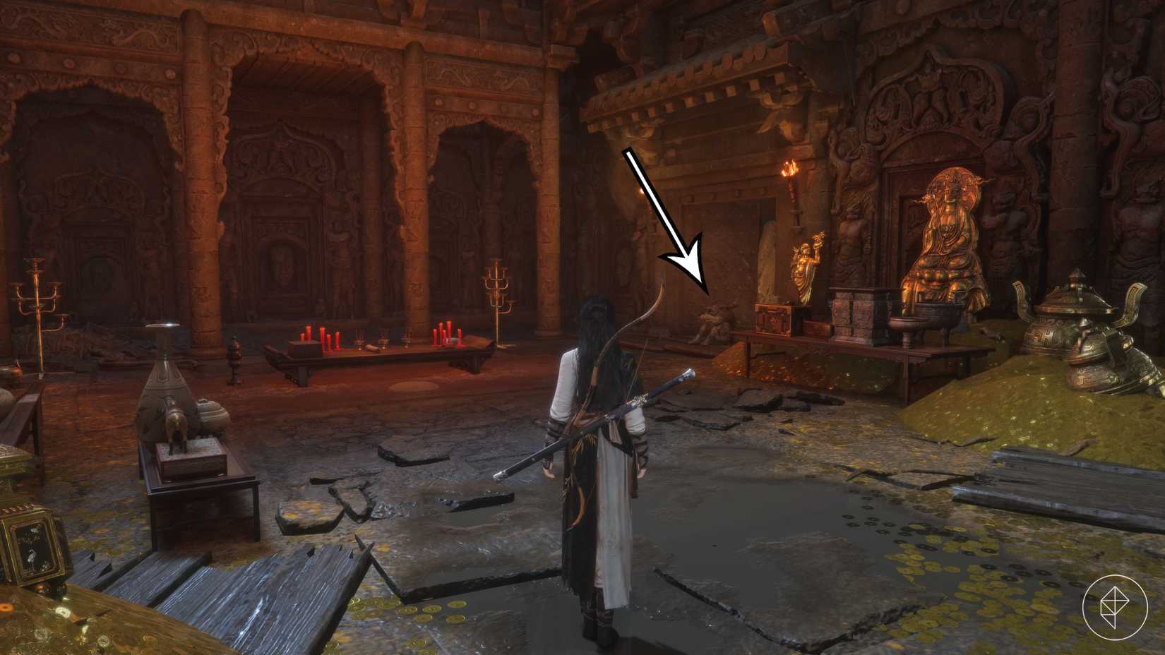 An arrow points to Cheng Xin, who offers a free appearance change in Where Winds Meet.