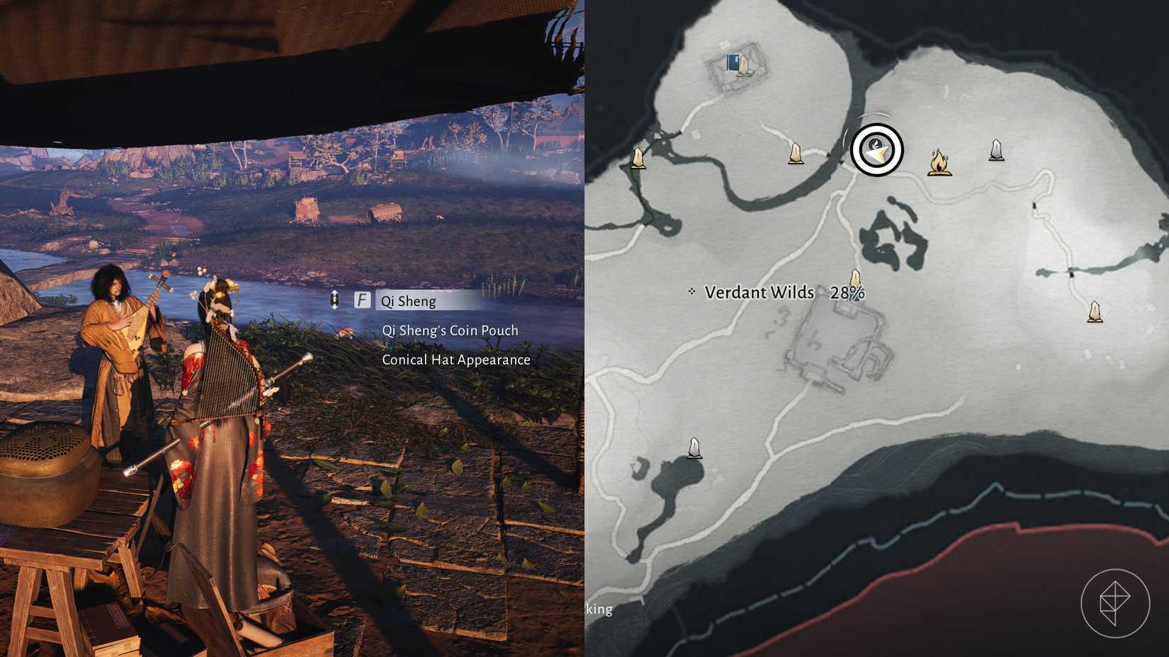 A montage showing the location of Qi Sheng in Where Winds Meet