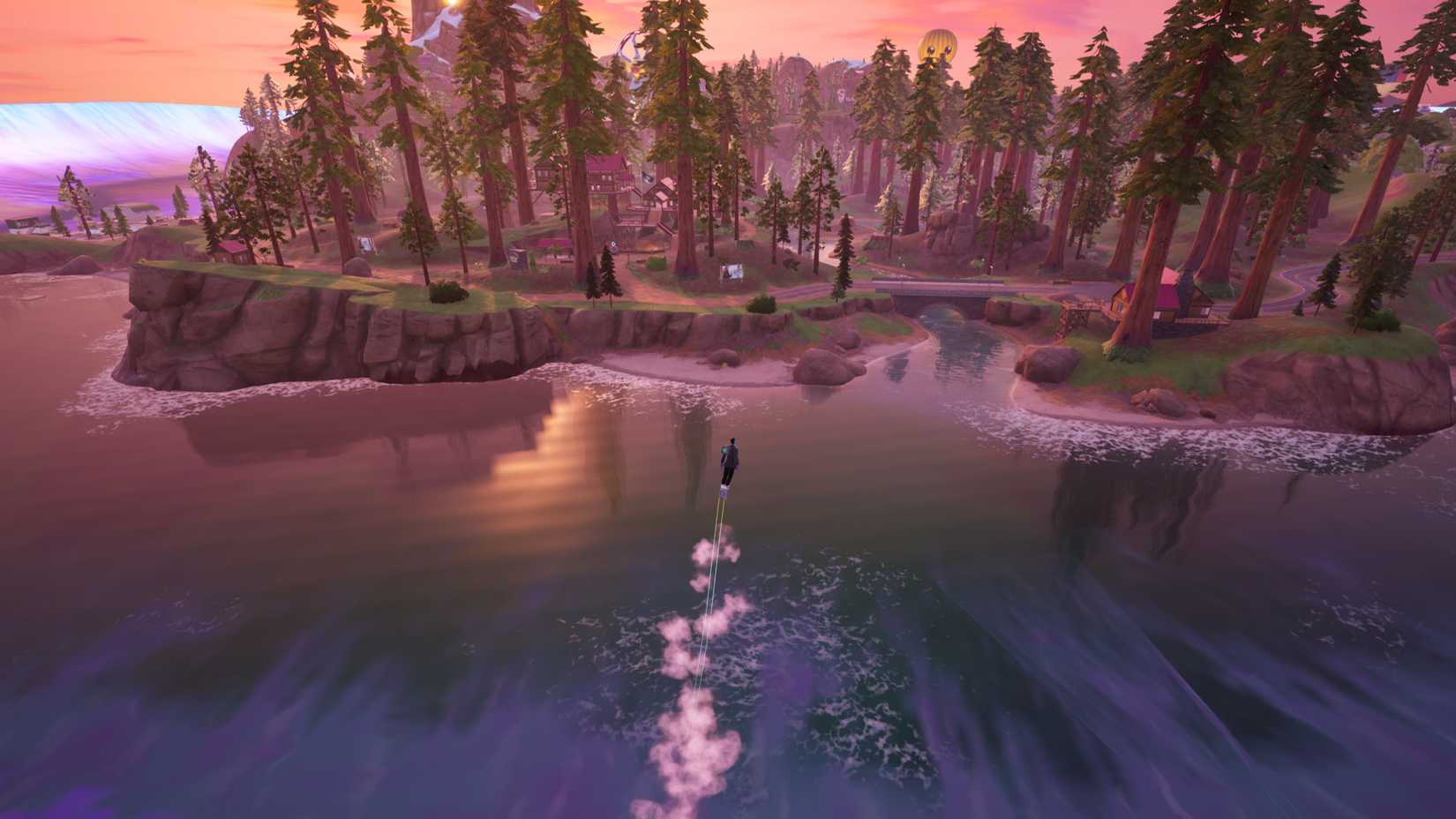 Frankenstein's Monster heads toward the island in Fortnite