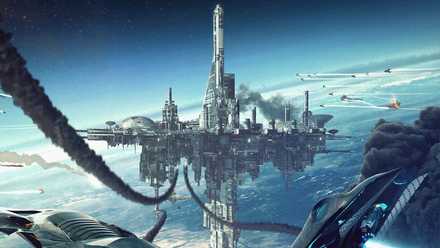 A space station over a planet is the illustration for Brandon Sanderson's short story Defending Elysium