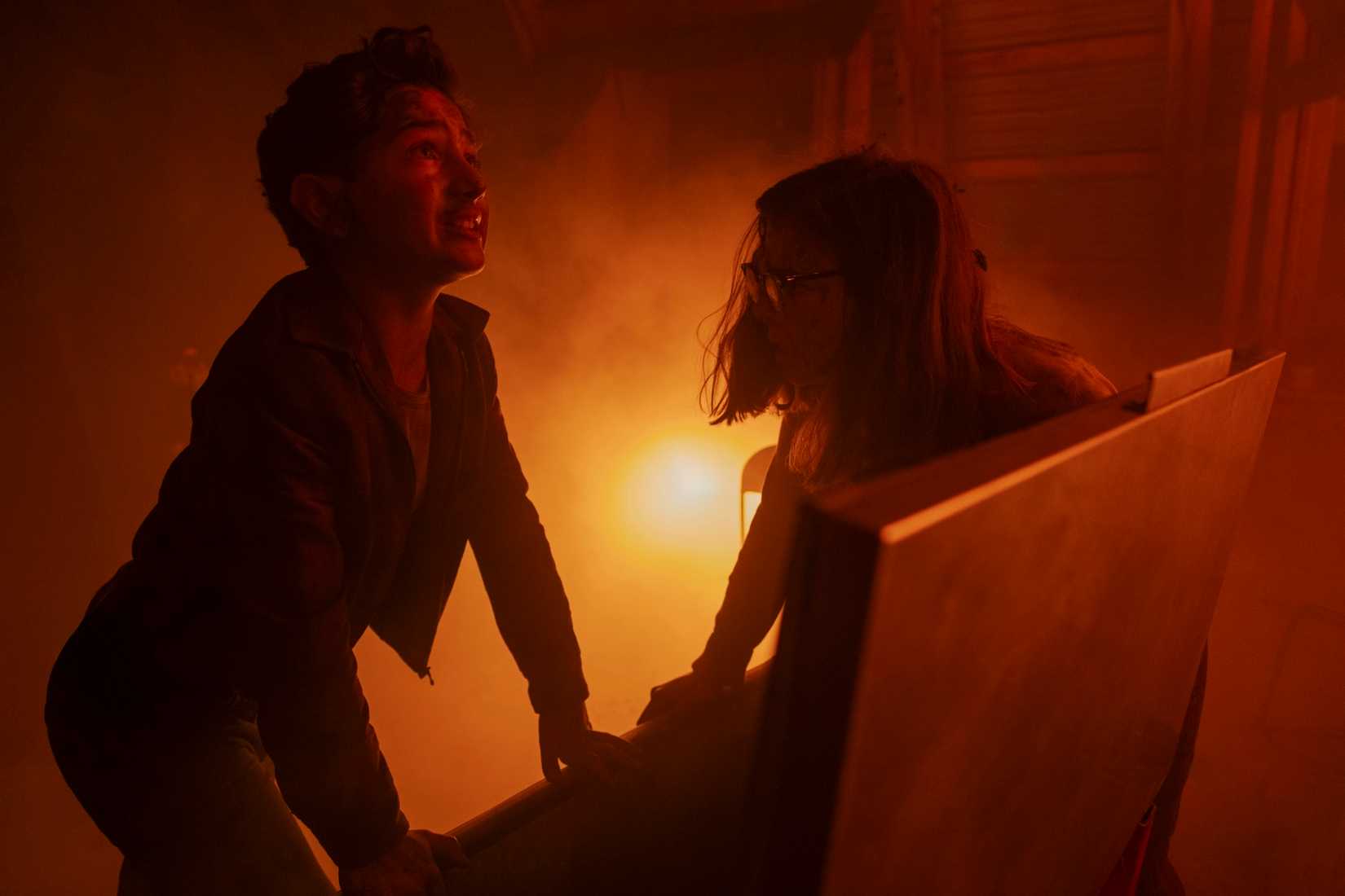 Rich (Arian S. Cartaya) and Marge (Matilda Lawler) struggle to survive the Black Spot fire in Welcome to Derry