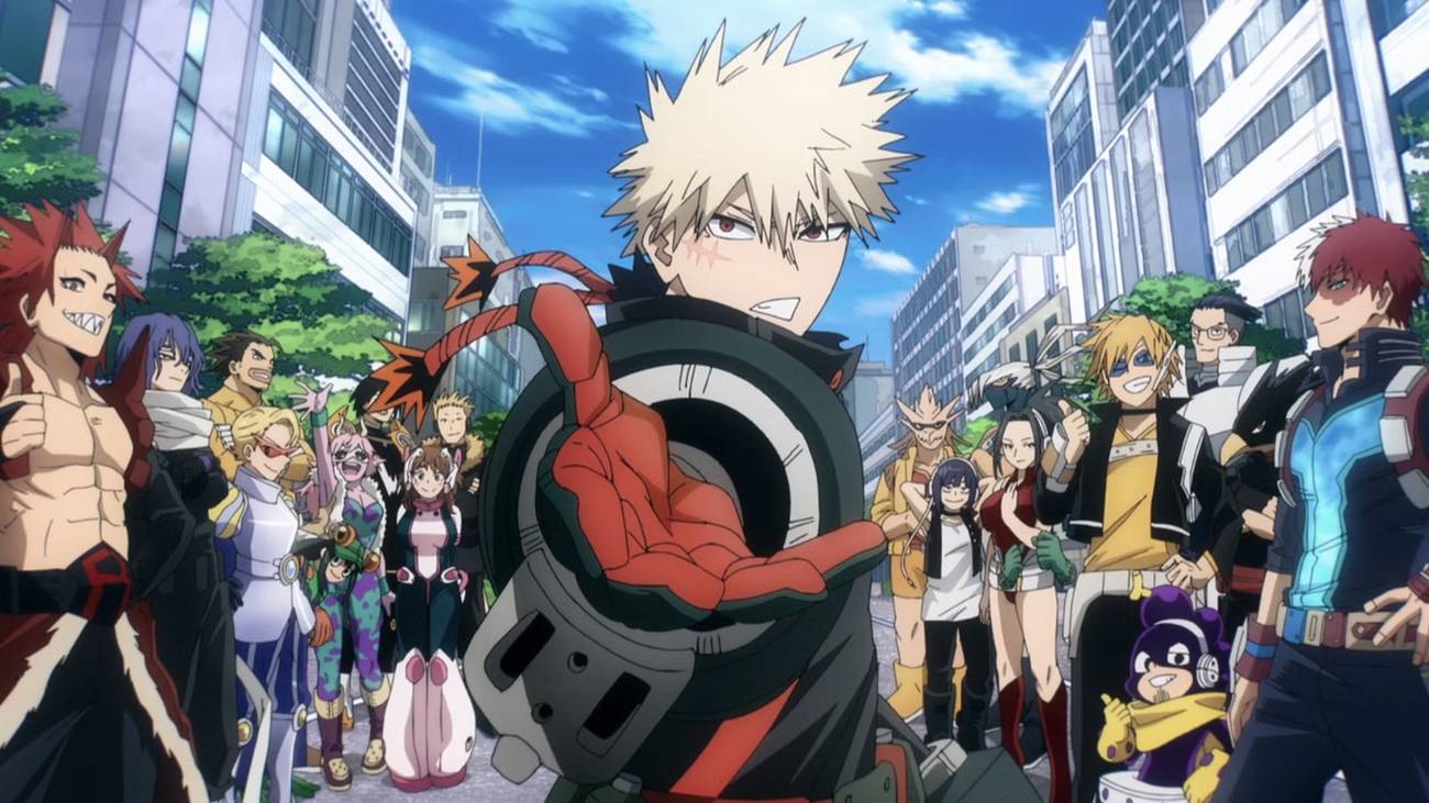 Bakugo extends his hand to Deku in the final episode of My Hero Academia