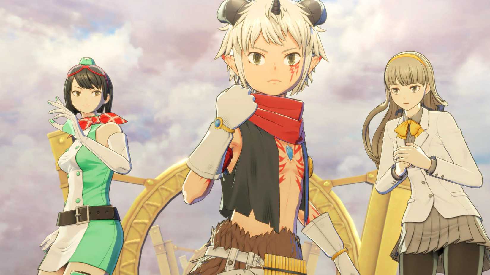 A Digimon Story Time Stranger screenshot show the main trio in the game, Kana Yuki, Aegiomon, and Inori Misono