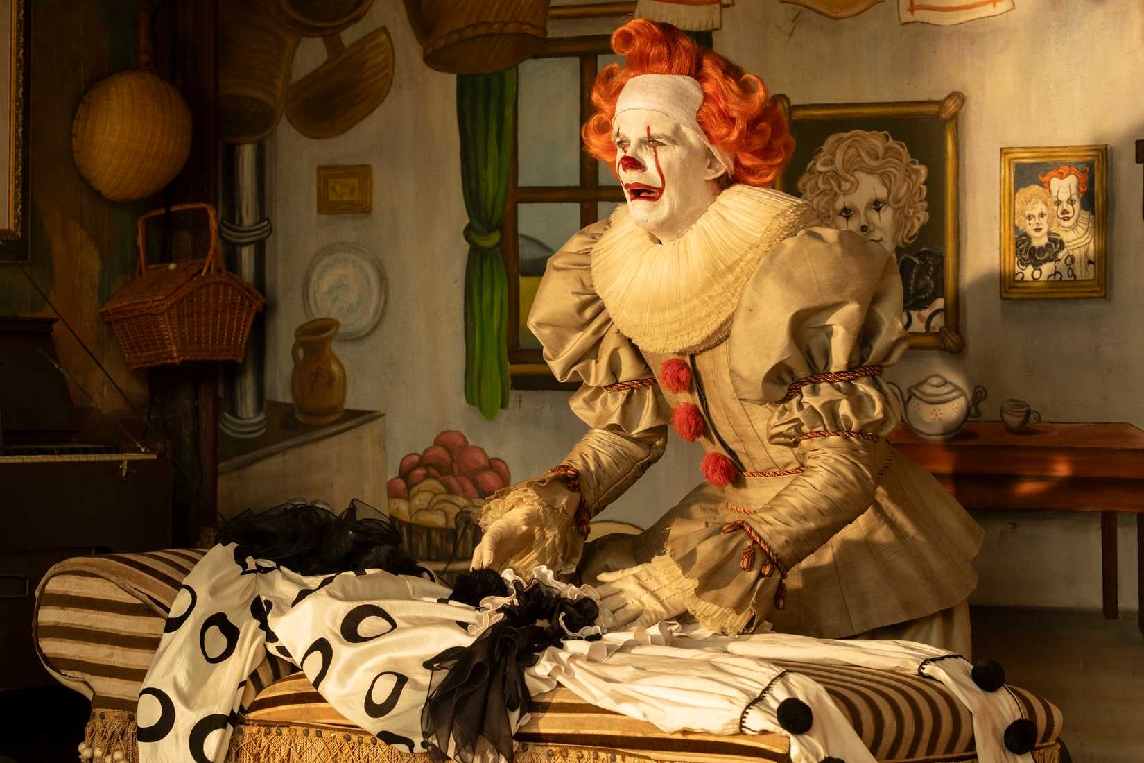 Bill Skarsgard as Pennywise before he was overtaken by It in Welcome to Derry