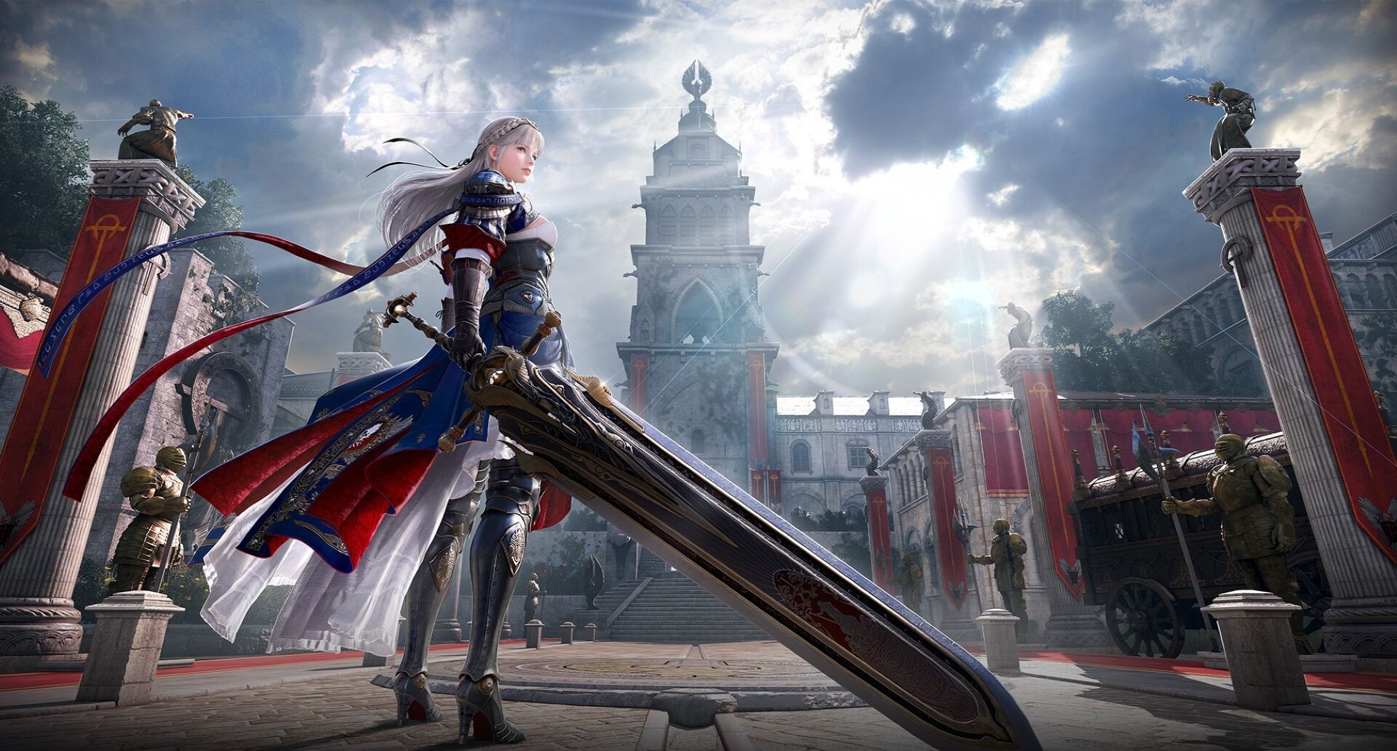 A woman holding a big sword in a screenshot from Black Desert