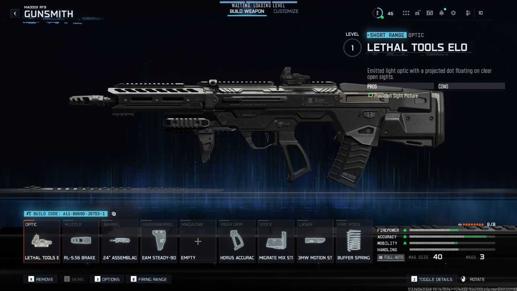 The Maddox RFB in Black Ops 7 with the attachments listed in this guide.