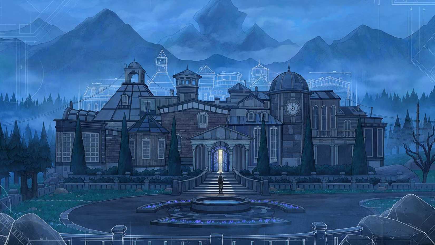 The prince walks toward the manor in Blue Prince, the king of the best games of 2025