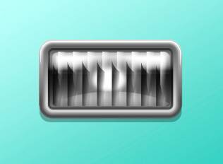 A decal of a rectangular off headlight 