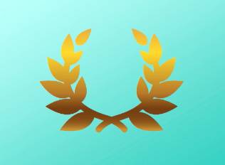 A decal of a golden wreath
