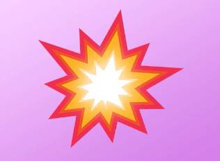 A sticker of a spikey explosion