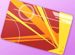 A card template of red and gold action lines