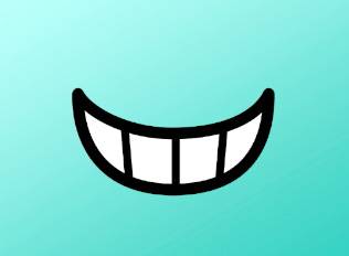 A decal of a toothy grin