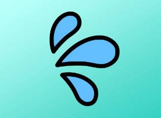 A decal of three sweat drops