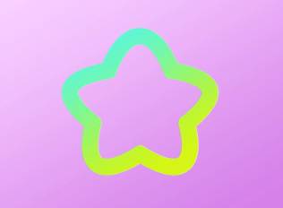 A sticker of a green-yellow curved star
