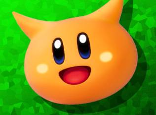 Scarfy, an orange cat-like orb creature, in Kirby Air Riders
