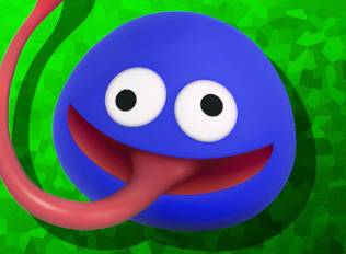 Gooey, a blue blob with a long tongue, in Kirby Air Riders