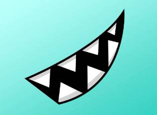 A decal of a smirking mouth with sharp teeth