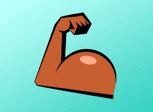 A decal of a flexing muscle arm