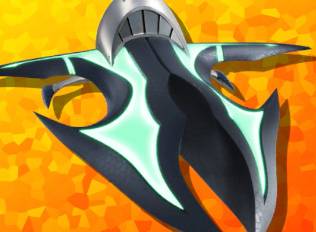 The sleek black and teal Jet Star machine in Kirby Air Riders