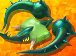 Hydra, a big thorny green machine in Kirby Air Riders