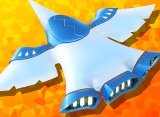 The Winged Star in Kirby Air Riders, a machine that looks like a blue bird