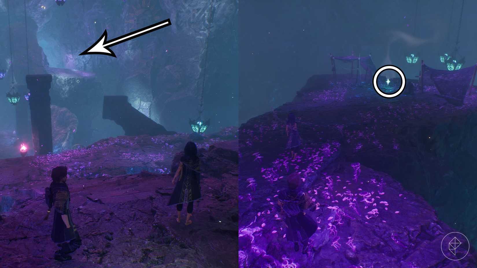A montage of two Clair Obscur screenshots showing Journal 66 location