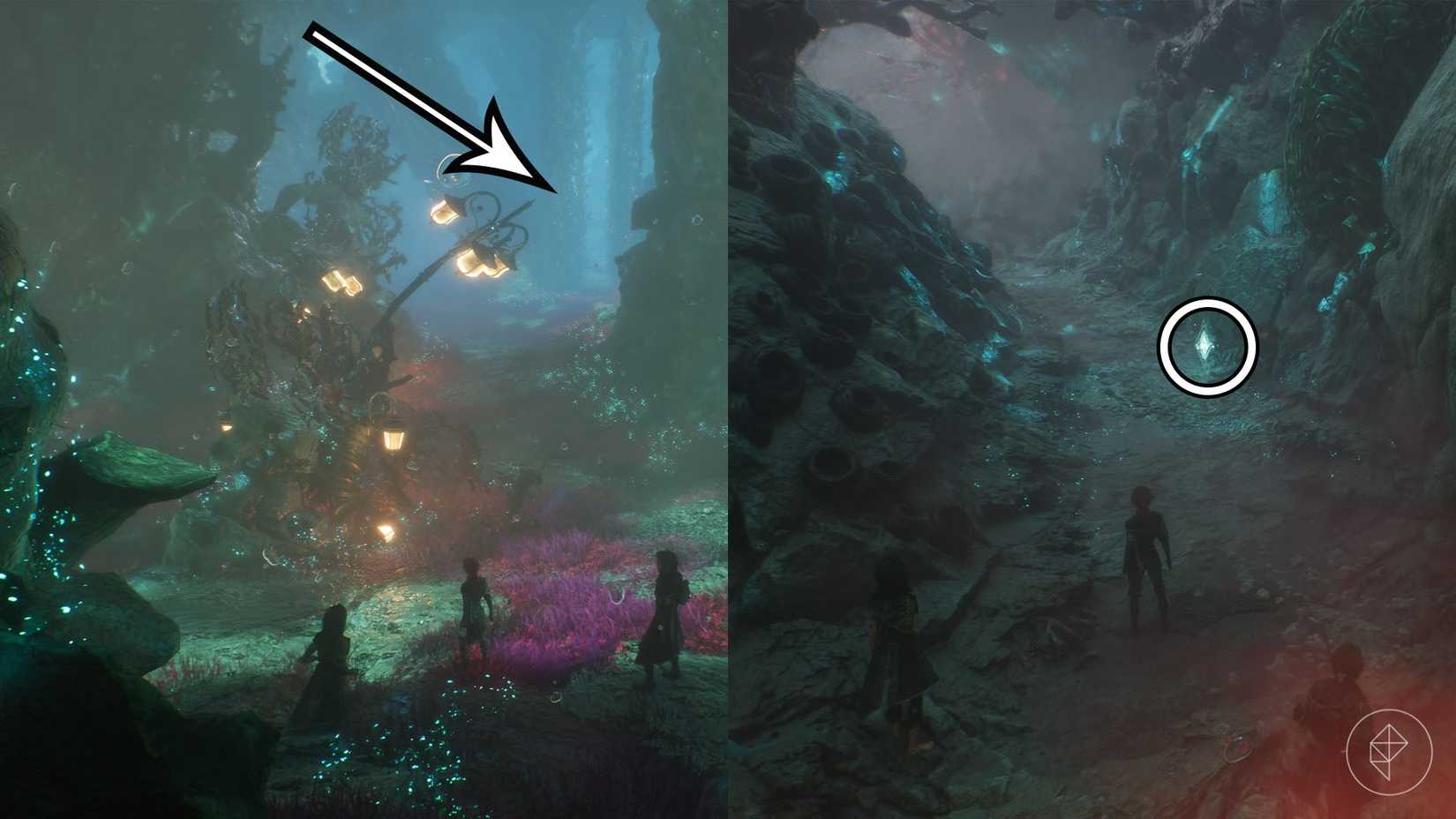 A montage of two Clair Obscur screenshots showing Journal 68 location