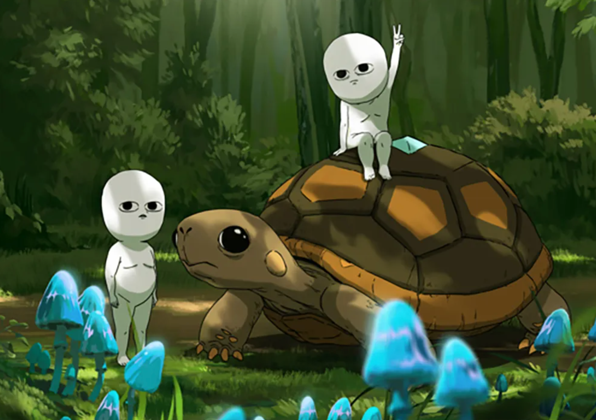 Animated characters in a dark lab setting