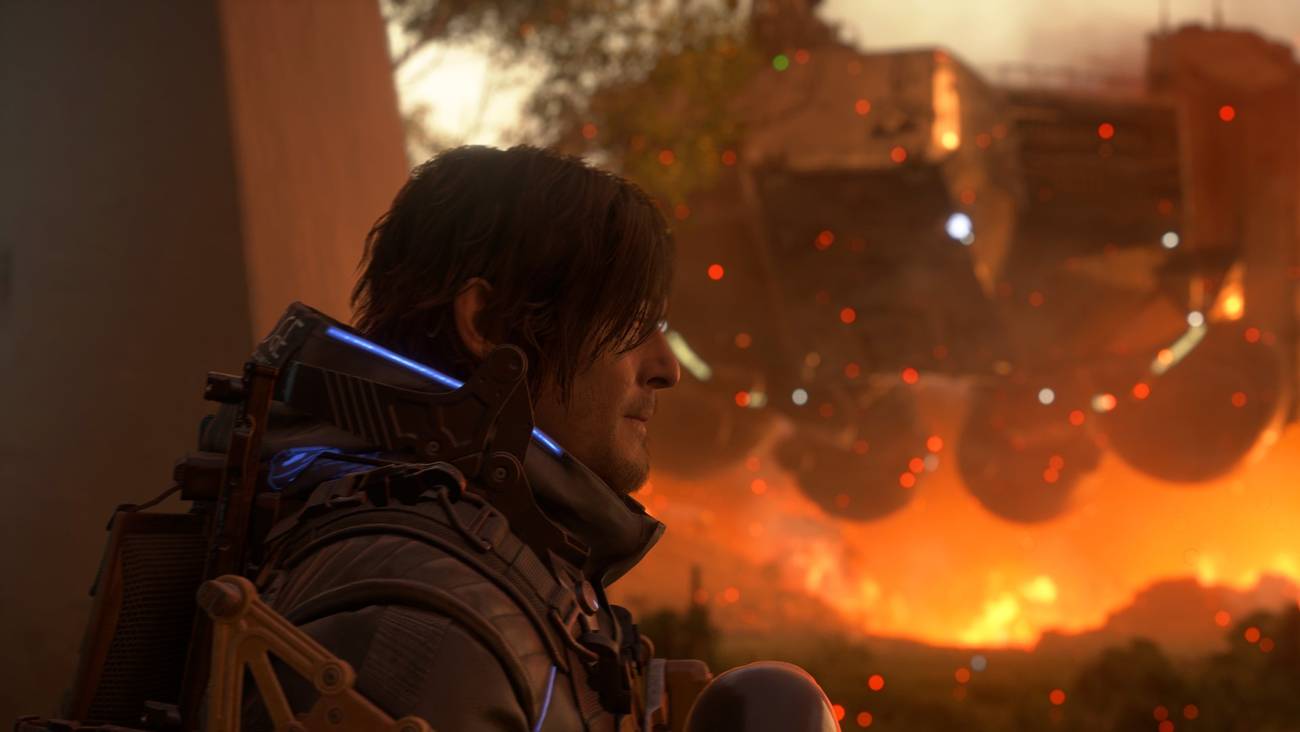 Sam Bridges stands in front of big explosive best games of 2025 choices in Death Stranding 2