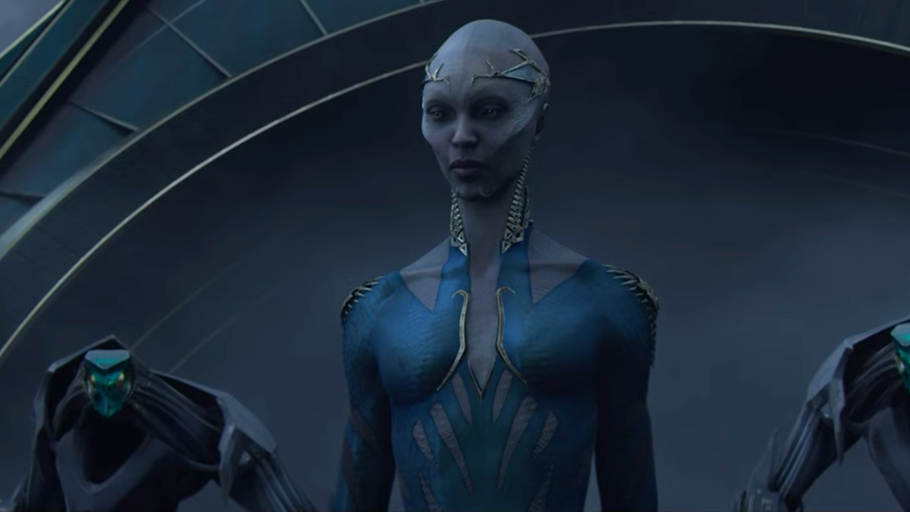 A Celestial stands on top of stairs in Exodus