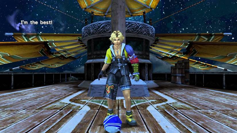 A still image of Tidus from Final Fantasy 10 with a blitzball
