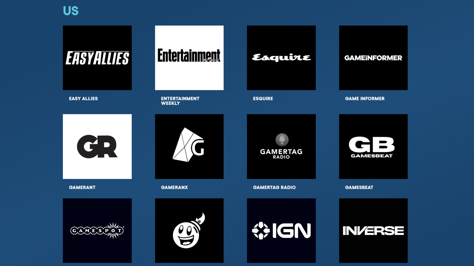 A screenshot of The Game Awards website showing some of the U.S. jury members