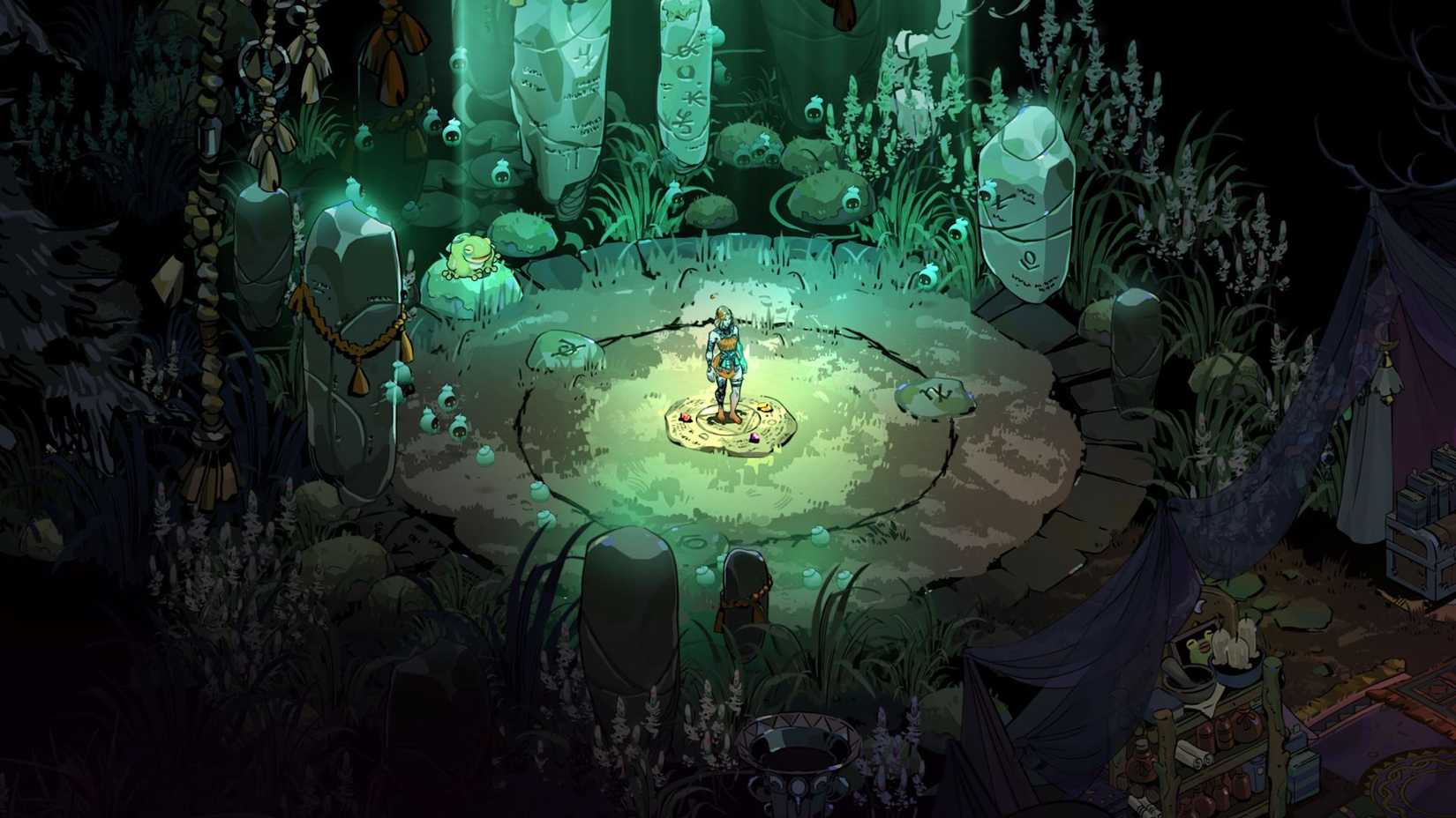 Melinoe observing the mystical atmosphere of the Crossroads in Hades 2