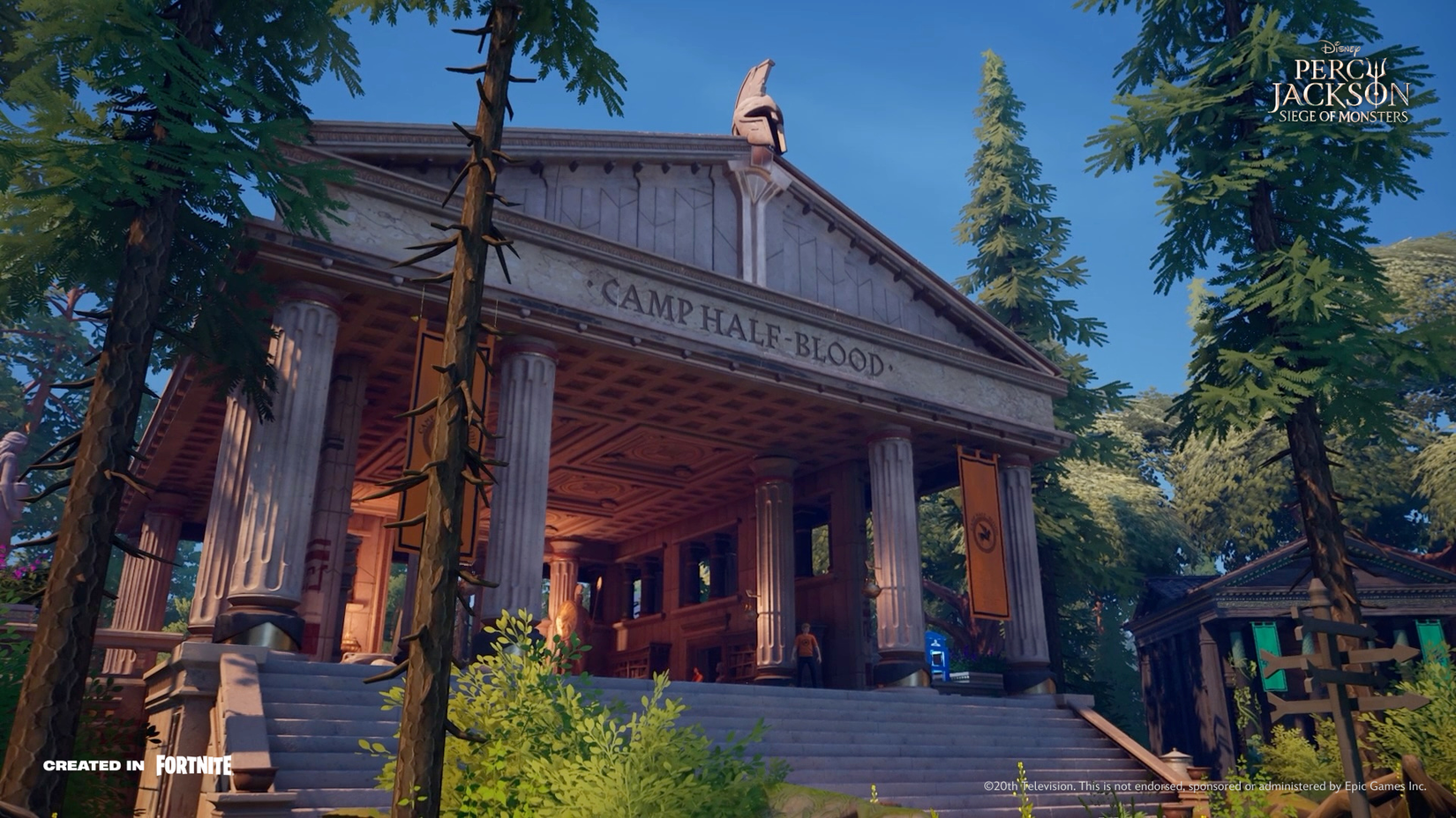 Camp Half-Blood in Fortnite's Percy Jackson: Siege of Monsters