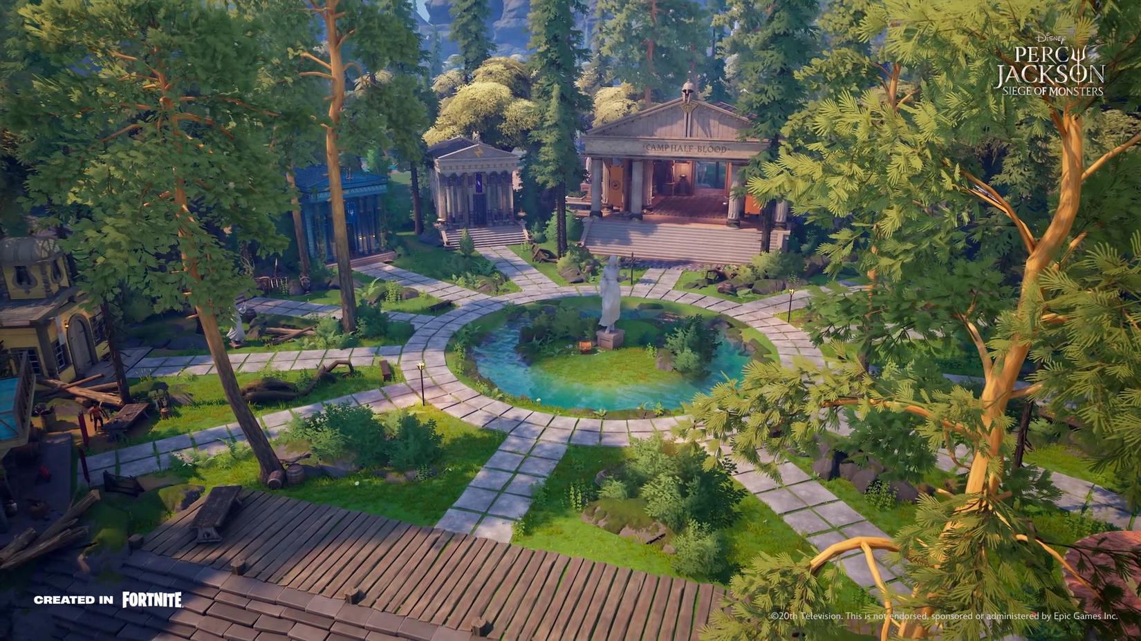Camp Half-Blood in Fortnite's Percy Jackson: Siege of Monsters