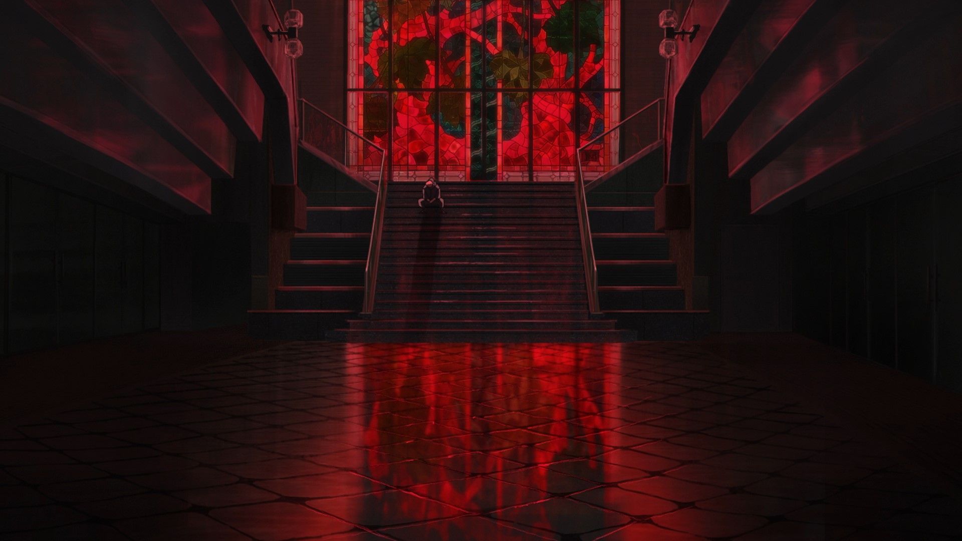 Yuji sitting in front of stained glass, lementing his life, in JuJutsu Kaisen season 3