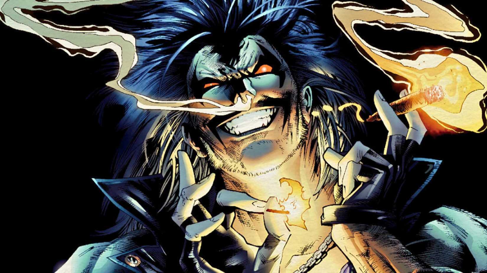 An image of Lobo blowing smoke out of his nostrils and smoking a cigar.