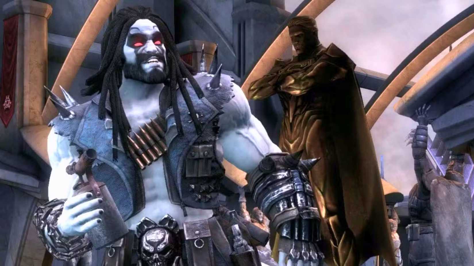 An image from NetherRealm Studios Injustice video game. It shows Lobo in heavy leather.