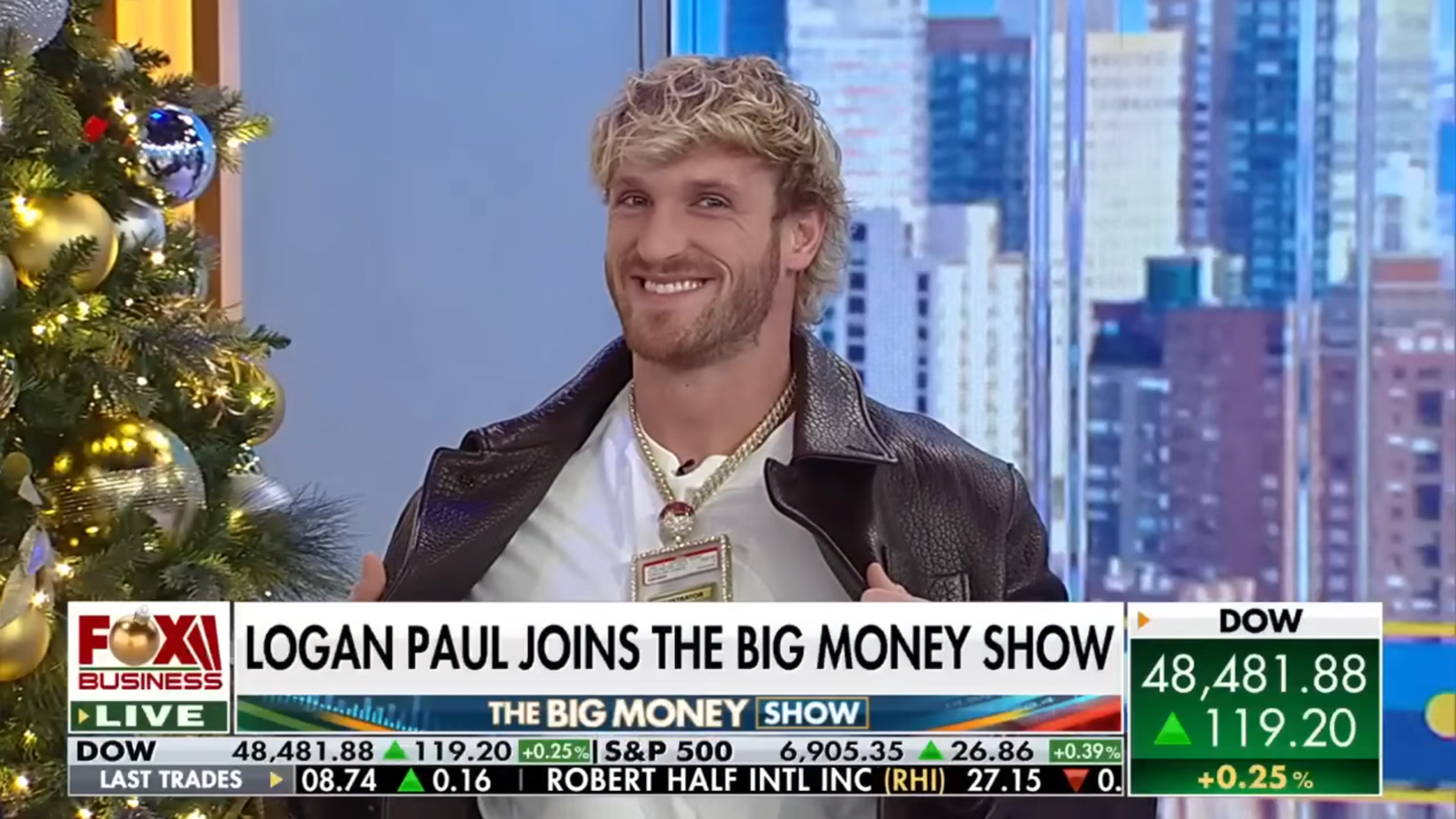 Logan Paul shows off his rare Pikachu card on Fox Business Network
