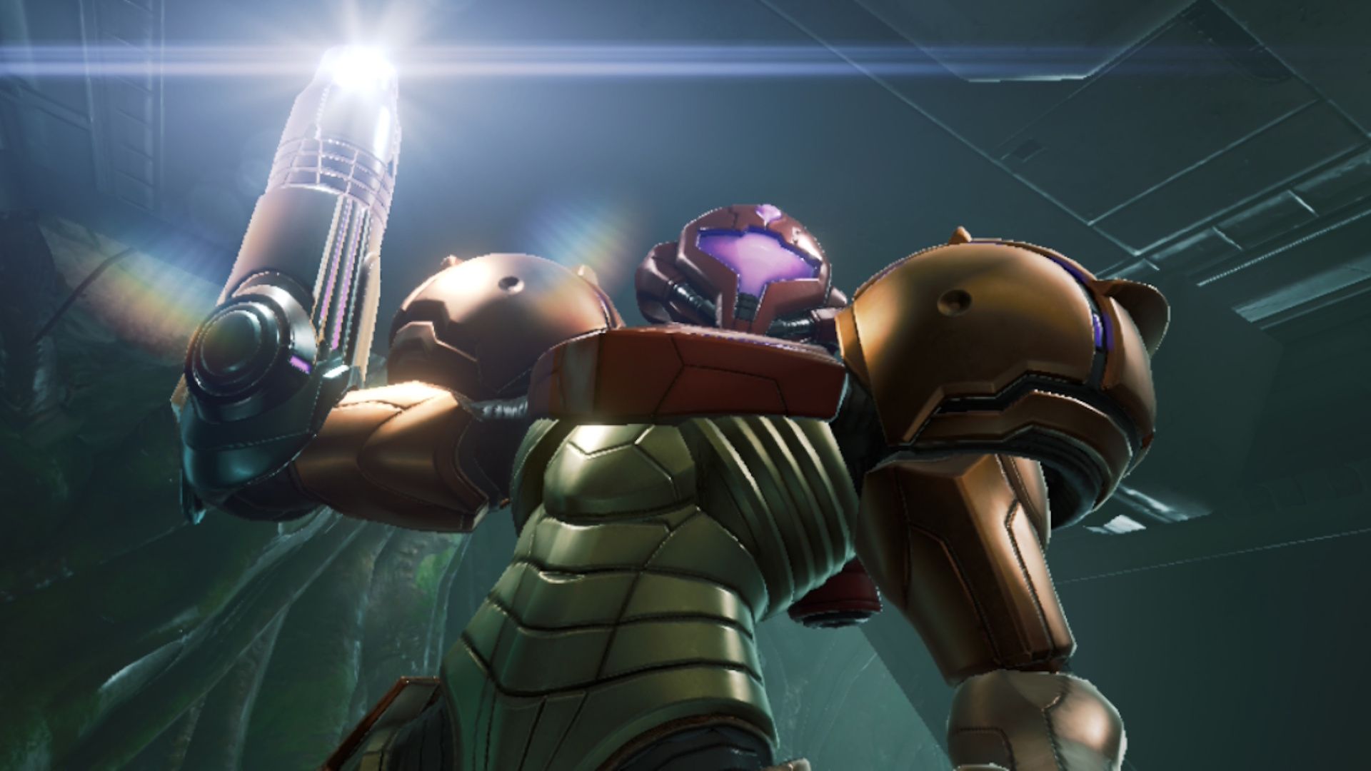 Samus striking a pose in Metroid Prime 4