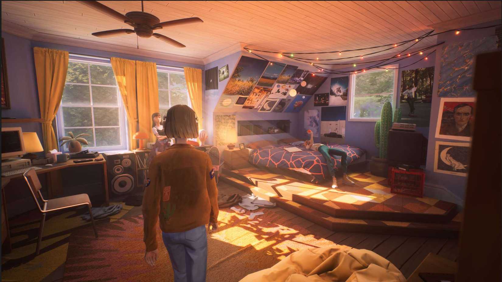 A Mixtape character walks toward a bed in a nostalgic PNW bedroom