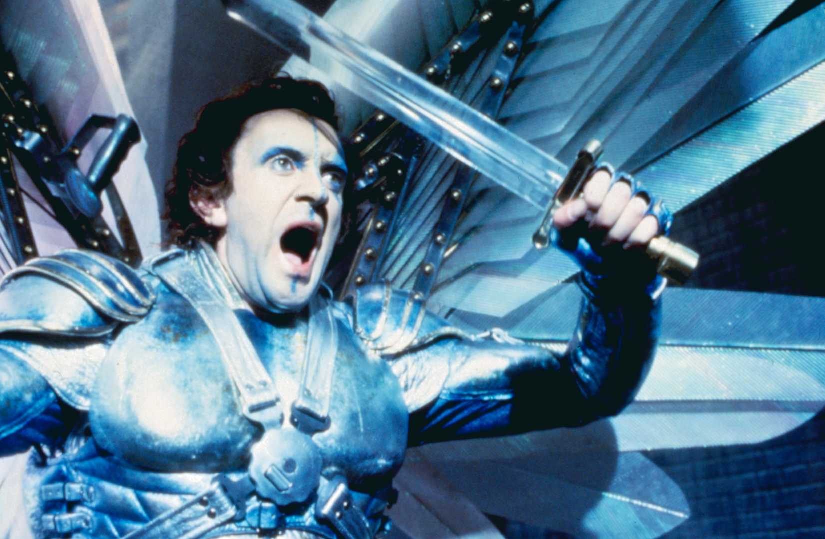 Sam Lowry in his dream-state knight armor let out a battle cry