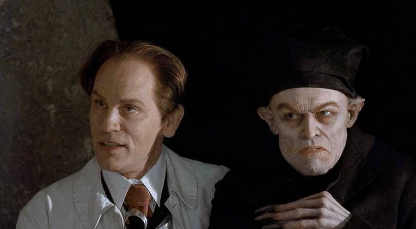 Murnau and Schreck pretend to get along in Shadow of the Vampire